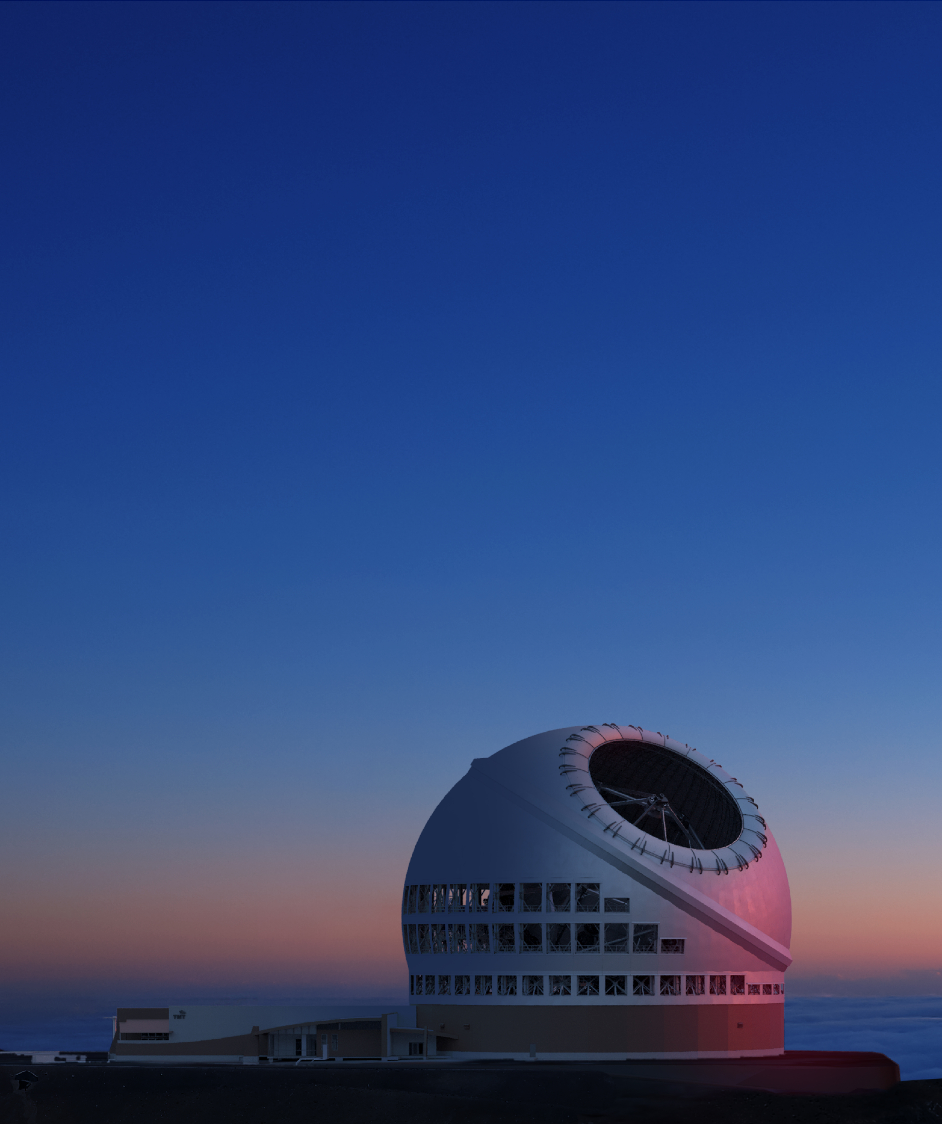 A realistic simulation of TMT dome at twilight.