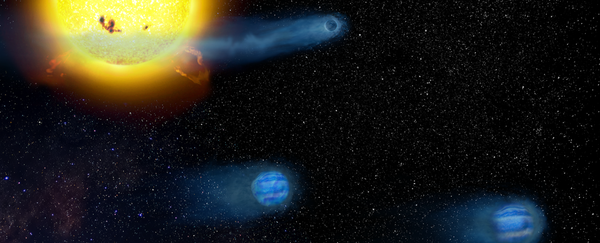 Artist’s illustration of the V1298 Tau planetary system / Astrobiology Center, NINS. 