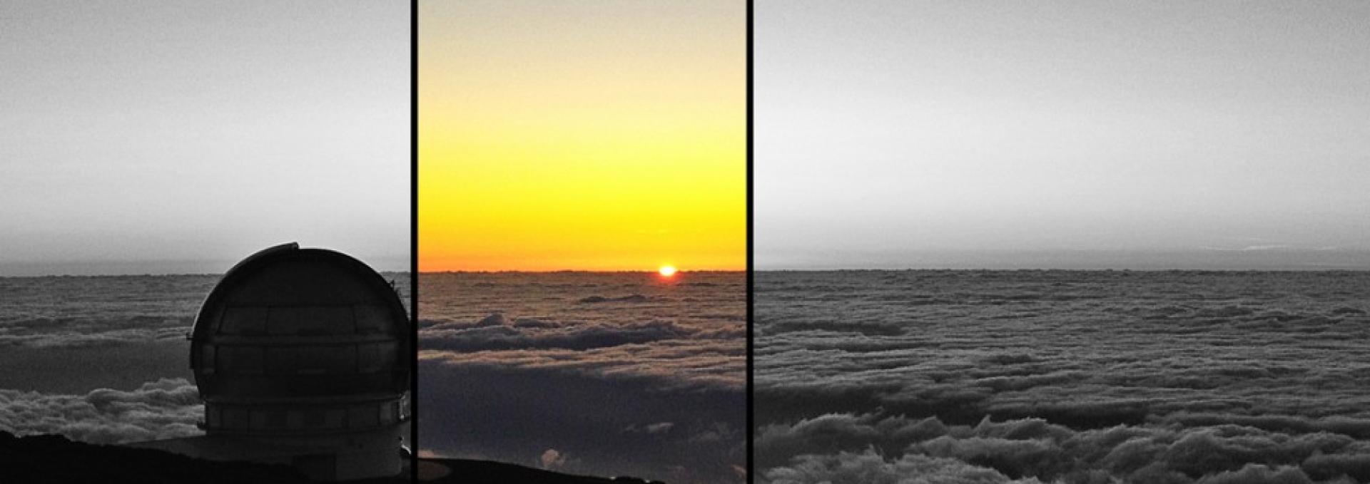 Puesta de sol en el Observatorio del Roque de los Muchachos (La Palma). Foto: Carmen del Puerto (IAC).