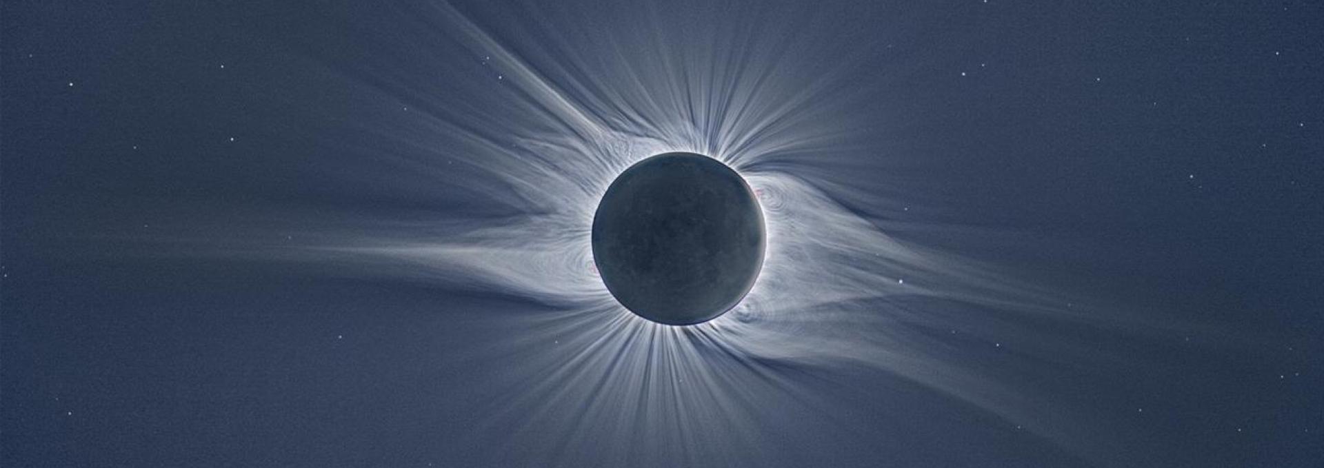 The solar corona during an eclipse in Novosibirsk (Russia)
