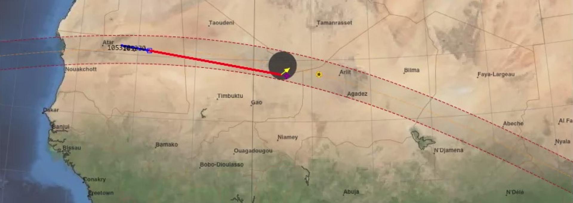 Mapa extraído de la simulación del vuelo en la página “Concorde 001 Eclipse ‘73”