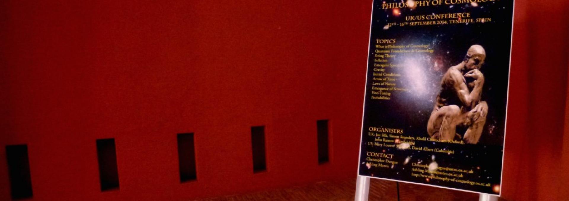 Cartel del congreso “Philosophy of Cosmology” celebrado en Tenerife. Crédito: Carmen del Puerto (IAC).