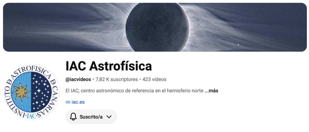 Canal oficial del IAC en YouTube