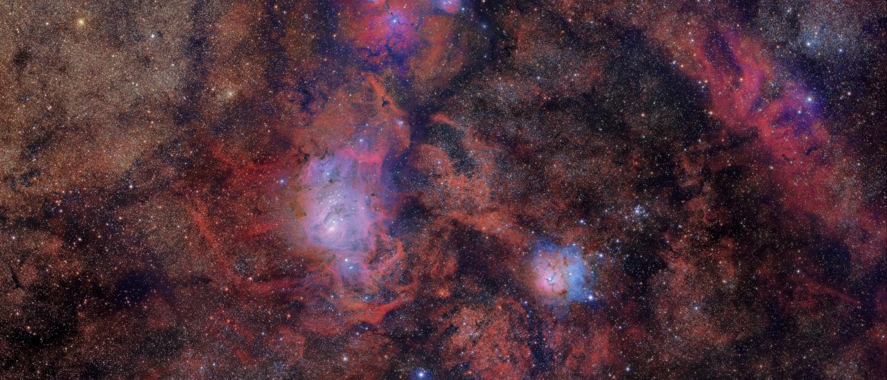 Lagoon, Trifid and other nebulae