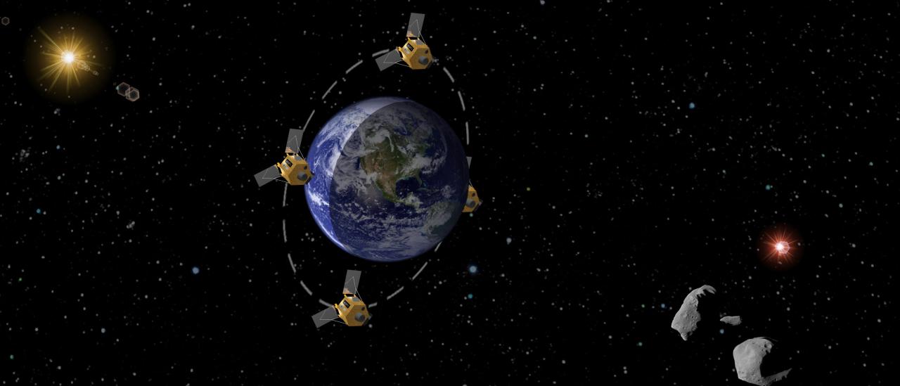 Recreación artística de la órbita del telescopio espacial IACSAT-1