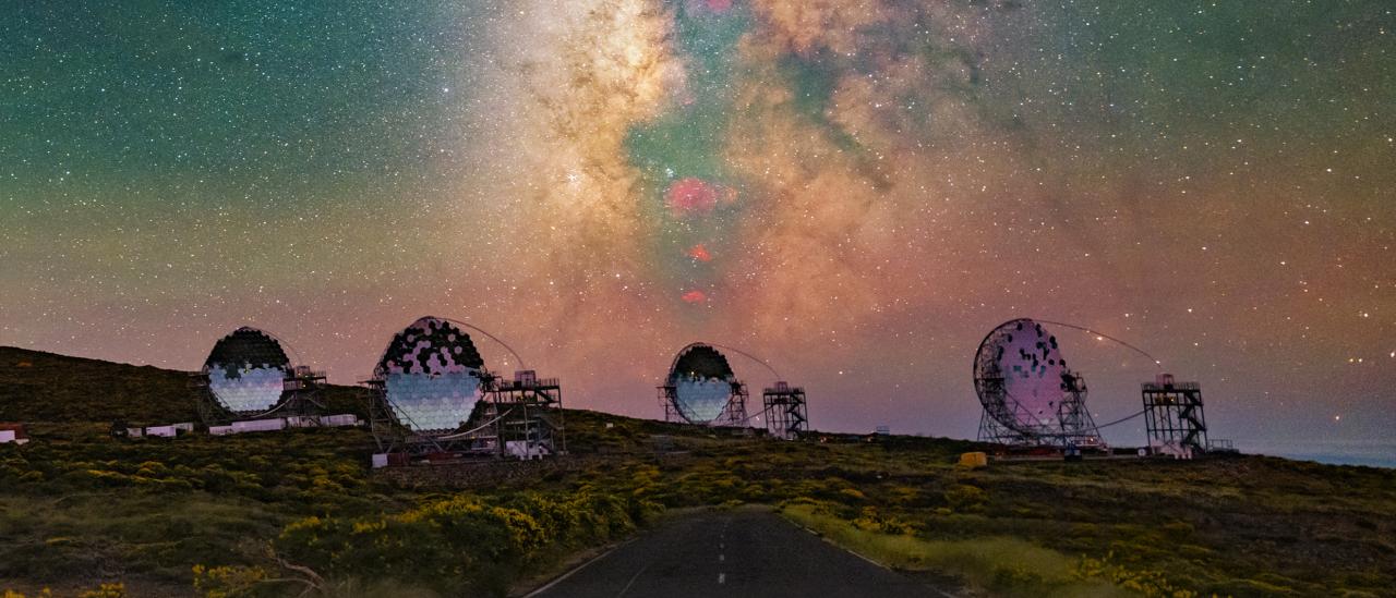 Imagen de los cuatro LST instalados en el Observatorio del Roque de los Muchachos / Daniel López