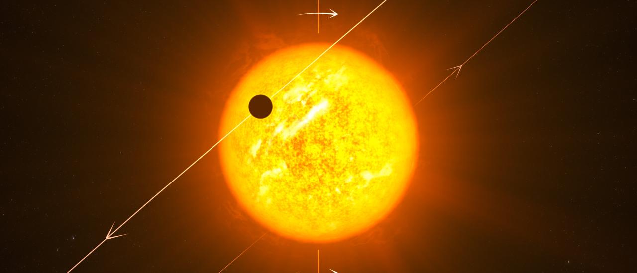 Representación artística de un exoplaneta en órbita retrógrada