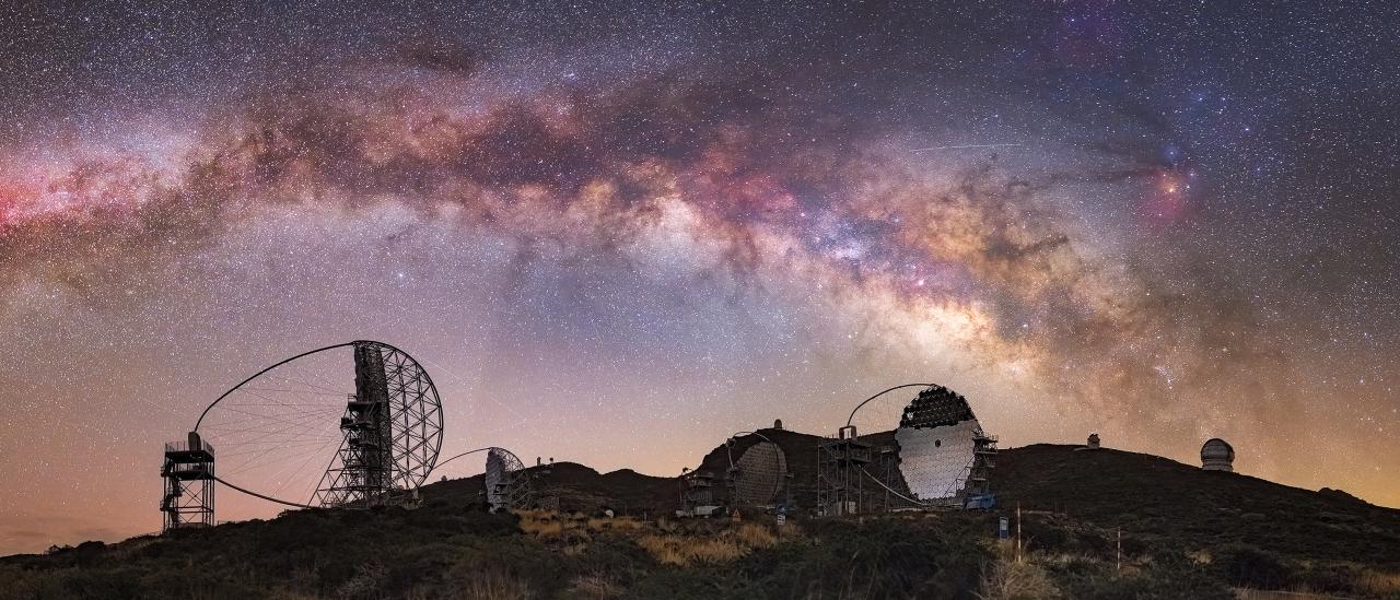 The four LSTs at the Roque de los Muchachos Observatory. Credit: Daniel López / IAC
