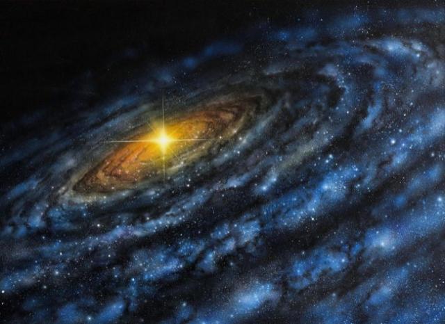 Emisión procedente del centro de una galaxia que recuerda a una serpiente