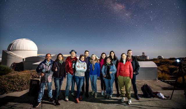 Profesores durante la observación nocturna