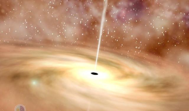 Agujero negro en el centro de una galaxia.