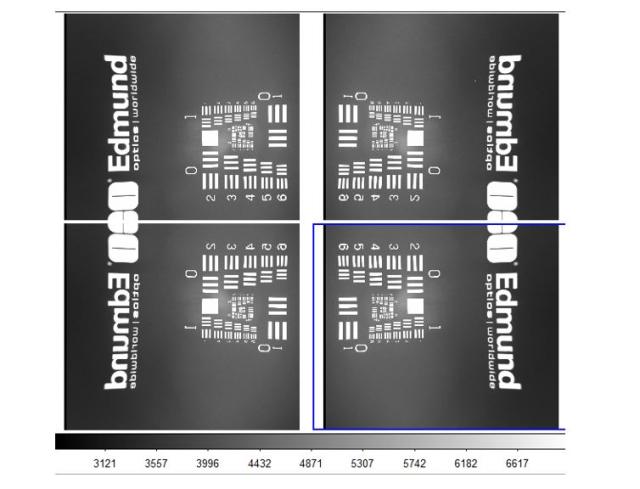 03 CCD testing (USAF pattern). Different output channels