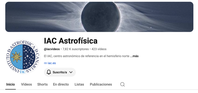 Canal oficial del IAC en YouTube