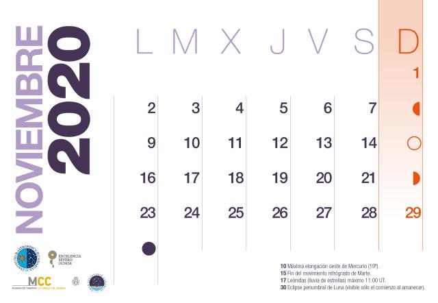 Calendario 2020 Noviembre