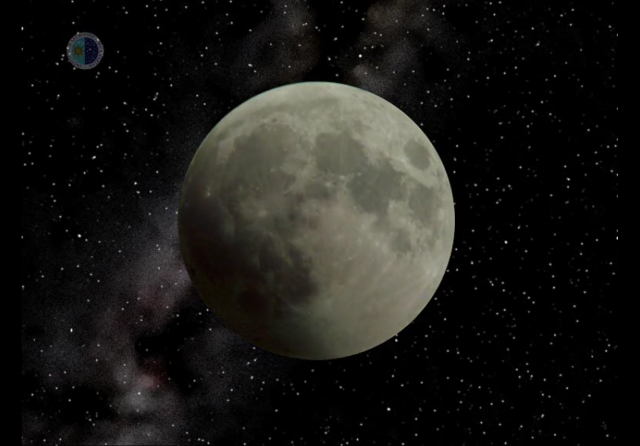 Animación estática con imágenes reales de un eclipse total de luna