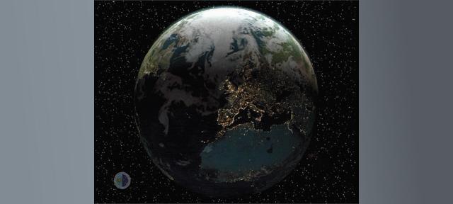 Europa y África en la zona nocturna de La Tierra