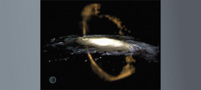 Sagittarius around the Milky Way