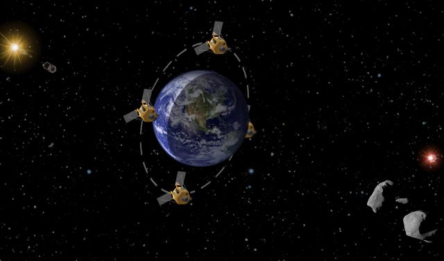 Recreación artística de la órbita del telescopio espacial IACSAT Astro-1