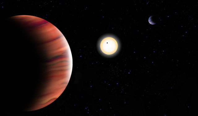 Recreación artística del sistema exoplanetario TOI-201