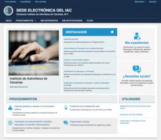 Captura de pantalla de la Sede Electrónica del IAC.