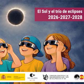 Cartel de la formación abierta y gratuita "El Sol y el trío de eclipses 2026-2027-2028", que se desarrollará del 5 mayo al 12 junio de 2026. 