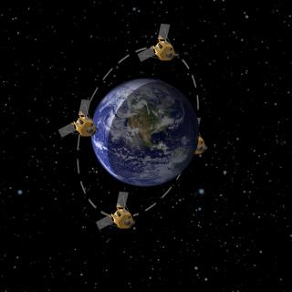 Recreación artística de la órbita del telescopio espacial IACSAT Astro-1