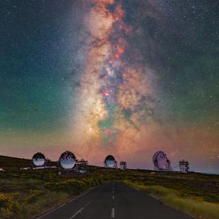 Imagen de los cuatro LST instalados en el Observatorio del Roque de los Muchachos / Daniel López