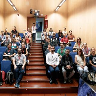 Attendees at the Solar MHD (UKUS 7) conference held in the Aula at the IAC headquarters in La Laguna