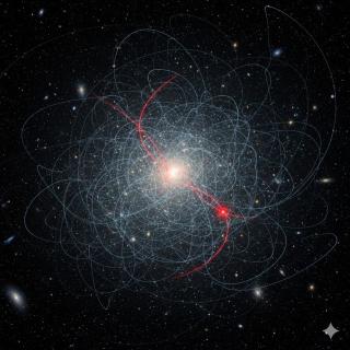 Recreación de colisiones entre partículas de materia oscura. Una colisión por partícula cada 10.000 millones de años explica la distribución de materia oscura en las galaxias enanas ultradébiles.