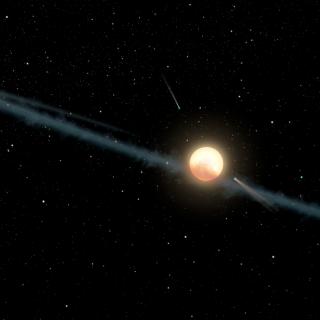 Artist’s impression of a dust ring and several objects similar to giant comets orbiting around KIC 8462852. Credit: NASA / JPL-Caltech. Artist’s impression of a dust ring and several objects similar to giant comets orbiting around KIC 8462852. Credit: NASA / JPL-Caltech.