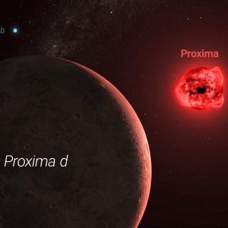 Artistic impression of the Proxima Centauri system, with the planets Proxima b and Proxima d, the latter confirmed by NIRPS Artistic impression of the Proxima Centauri system, with the planets Proxima b and Proxima d, the latter confirmed by NIRPS