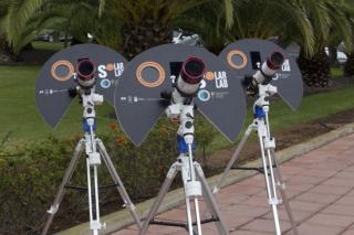 Los tres telescopios solares del proyecto SolarLab (Ra, Helios y Tonatiuh). Créditos: IAC/Daniel López 8263