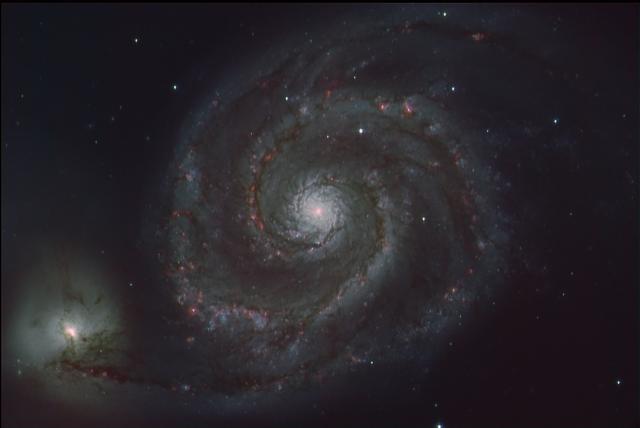 Imagen de la Galaxia Remolino (M51) obtenida con el Two-meter Twin Telescope 3 (TTT3)